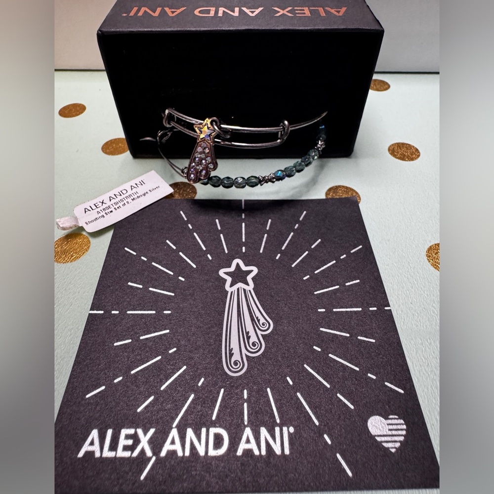 Alex and Ani Starry Fortune Swarovski set of 2